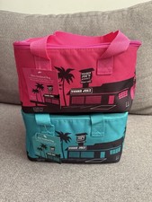 TRADER JOE'S MINI INSULATED COOLER TOTE LUNCH 2 BAG SET MAGENTA PINK TEAL BLUE