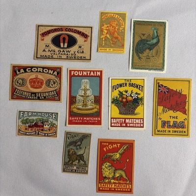 MATCHBOX LABELS-1940's-70's-Lot x 10 Unsorted-What You See is What You Get-#23