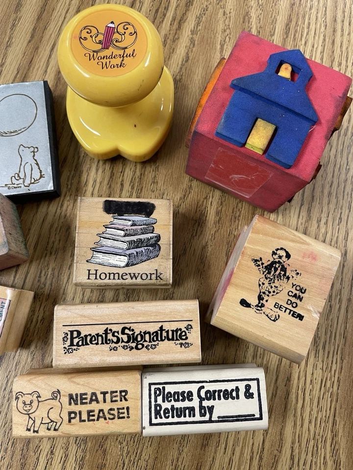 老式混批15张教师橡皮印章木架泡沫立方体小熊维尼 — 第 3/4 张图片