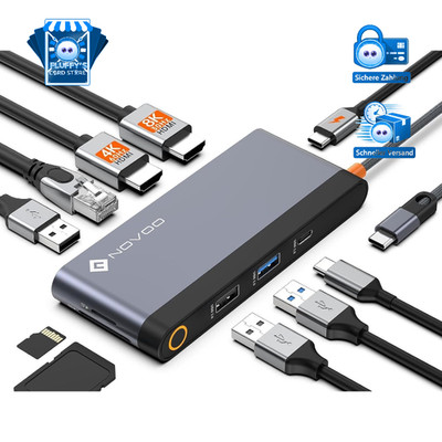 Docking Station USB C Hub Dual HDMI 8K 4K Gigabit Ethernet 4x USB Ports 100W PD