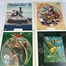 CED Video Disc Lot 4 Children  s Movies RCA Muppets Huck Finn Robin Hood Untested