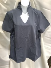 Mandala Scrubs Women Multi-Wear Collar Top Size Large Color Pewter NWNT