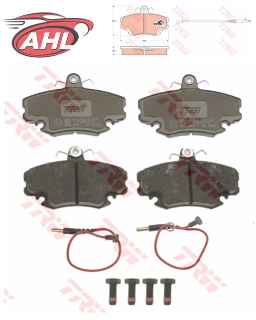 Kit plaquettes de frein TRW GDB400 pour freinage avant de voiture Peugeot, Renault et Dacia
