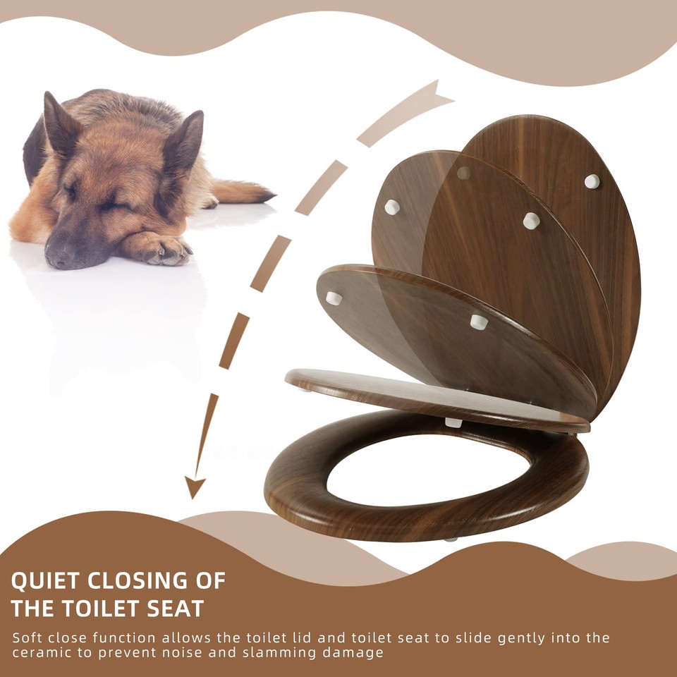 Elongated Toilet Seat Molded Wood Toilet Seat with Quietly Close and