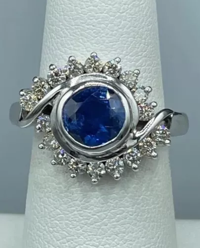 18k GIA Certified Burma No Heat Sapphire And Diamond Ring 3.42 Carat TCW