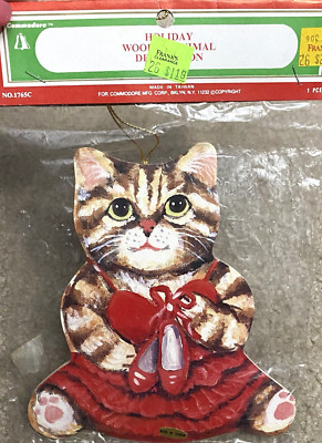 Vintage Commodore Christmas Cat Red Ballerina Shoes Ornament NOS NIP Taiwan