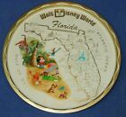 Walt Disney World Florida Map Tin Tray Vintage Plate Disneyana Collectible 1970s