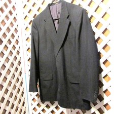 Vintage Towncraft Mens Black Business Suit Jacket Pinstriped