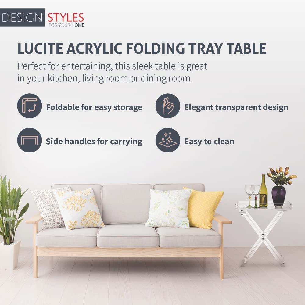 DesignStyles Acrylic Folding Tray Table - Clear
