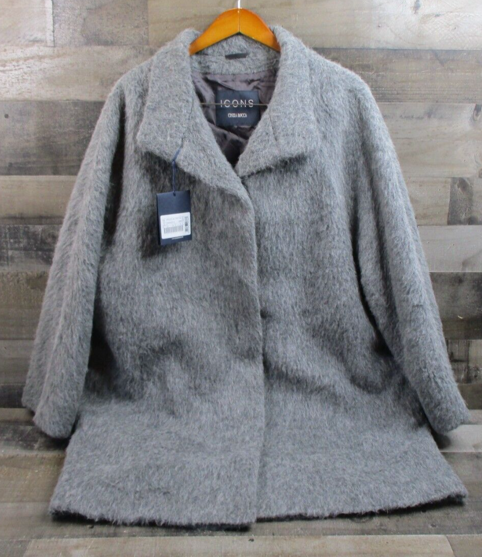 Cinzia Rocca Icons Coat Womens Size 10 Gray Wool Alpaca Collared