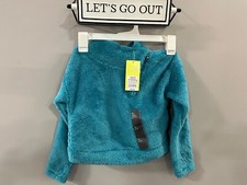 All in Motion Girls Faux Fur High Pile 1/4 Zip Pullover Teal Green Size XS 4/5 