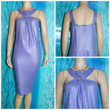 ST. JOHN Knits Purple Dress M 8 Sleeveless Sequined Rhinestone Ring Sparkly