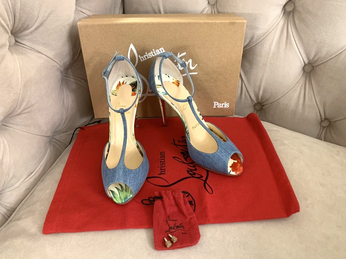 Christian Louboutin Women's Leather Upper Floral Heels for Women