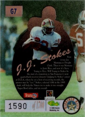 J.J. Stokes 49ers 1995 Classic Pro Lines Series II #G7 1590/1700