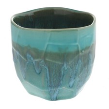 Japanese Sushi Tea Cup Mug 3.25"H Ceramic Craft Rock Emerald Surf Made in Japan