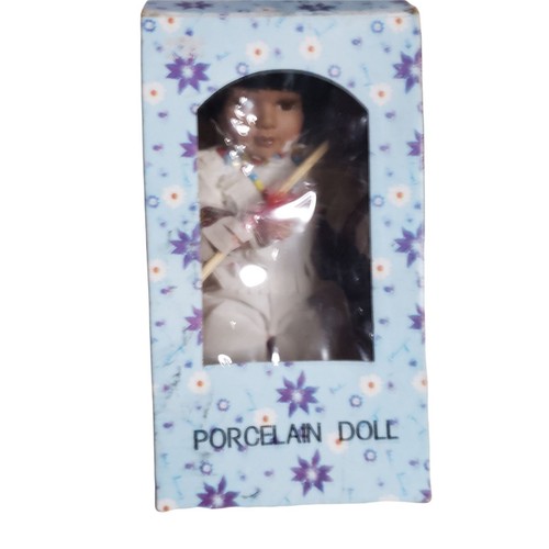 Vintage Porcelain Indian Boy Doll Beaded Necklace TomaHawk 10" - Picture 8 of 12