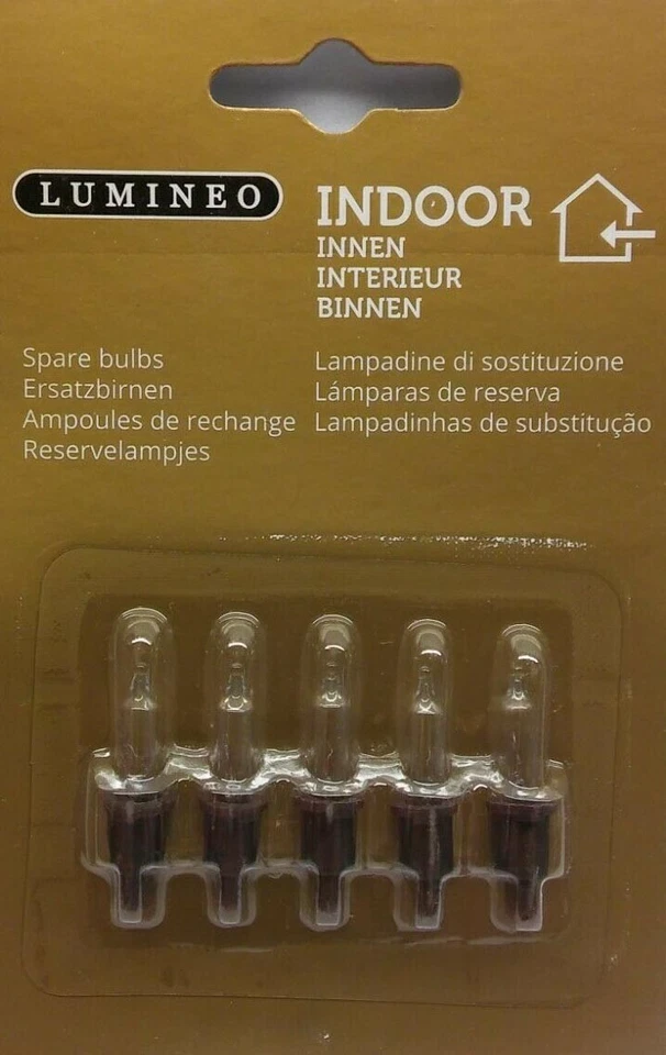 UKLIGHTSTORE.CO.UK 7V 0.7W 500250 Lumineo Paquete de 5 Bombillas Navidad de Repuesto Transparente Empujar...