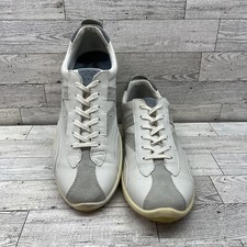 Ecco Casual White Gray Blue Suede Leather Sne...