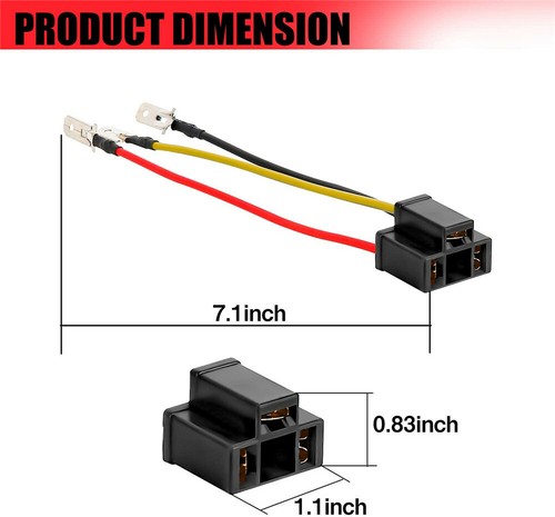 H4 9003 HB2 3 PIN Harness Socket Adapter Wires for 4x6" 7x6" 5x7 inch Headlights - Picture 6 of 6