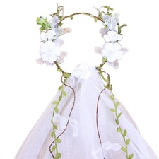 White Garland Veil Green Branch Exquisite Elegance Satin Garland For Wedding