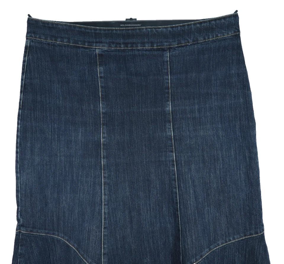 Maxi falda para mujer ASHLEY STEWART algodón elástico línea A lavado oscuro azul 16 Foto 3 de 4