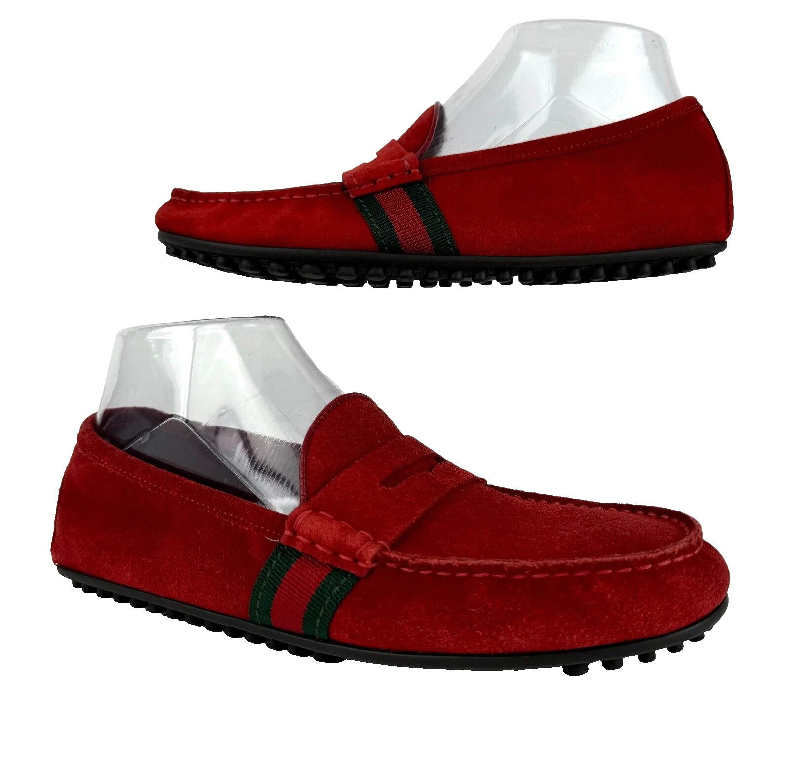 Chaussures mocassins Gucci neufs hommes authentiques MIS MATCH 7 6 US 6,5 5,5 UK 39,5 EU en daim rouge