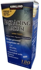 Kirkland Signature Fast Acting Lactase Enzyme Lactaid 180 Caplets.