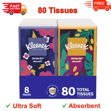 On-The-Go Facial Tissues, 8 On-The-Go Pack, 10 Tissues per Box, 3-Ply 80 Tissues