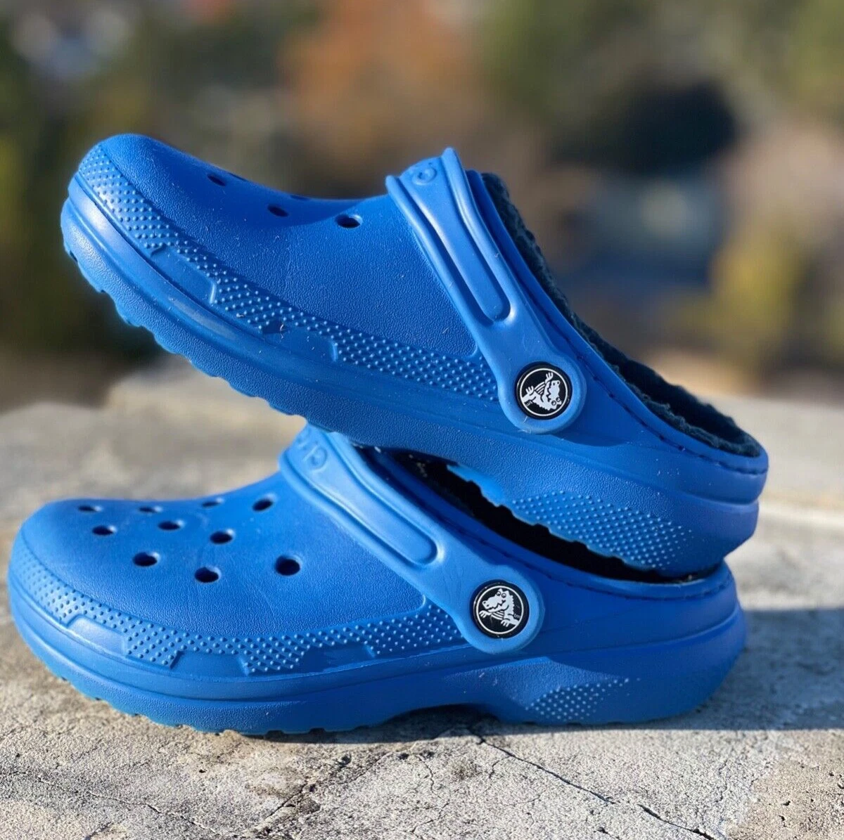 Crocs Kids Classic Lined Clog Fuzzy Blue Size J1 eBay