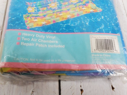 New Old Stock Vintage Pool Float 72''x 30'' Raft Colorful Retro Air Mattress - Picture 3 of 4