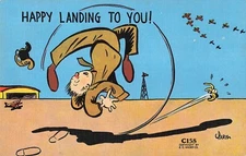 Postcard Military Humor Happy Landing To You! Artist Signed Paris C158