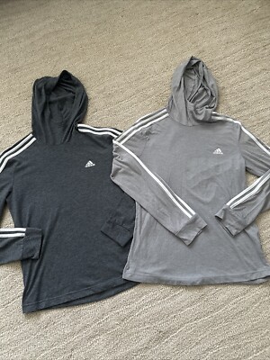 Lot Is 2 Adidas Womens Small/Medium Gray White Pullover Hoodie Long Sleeve