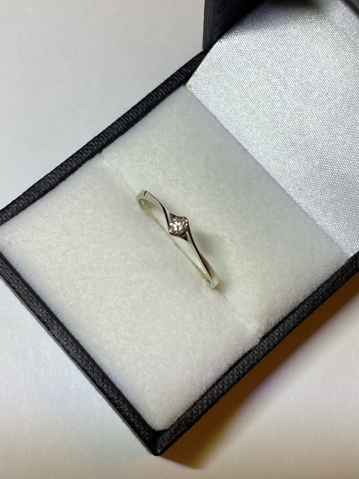 Diamond Solid 18K White Gold Thin Ring - image 11