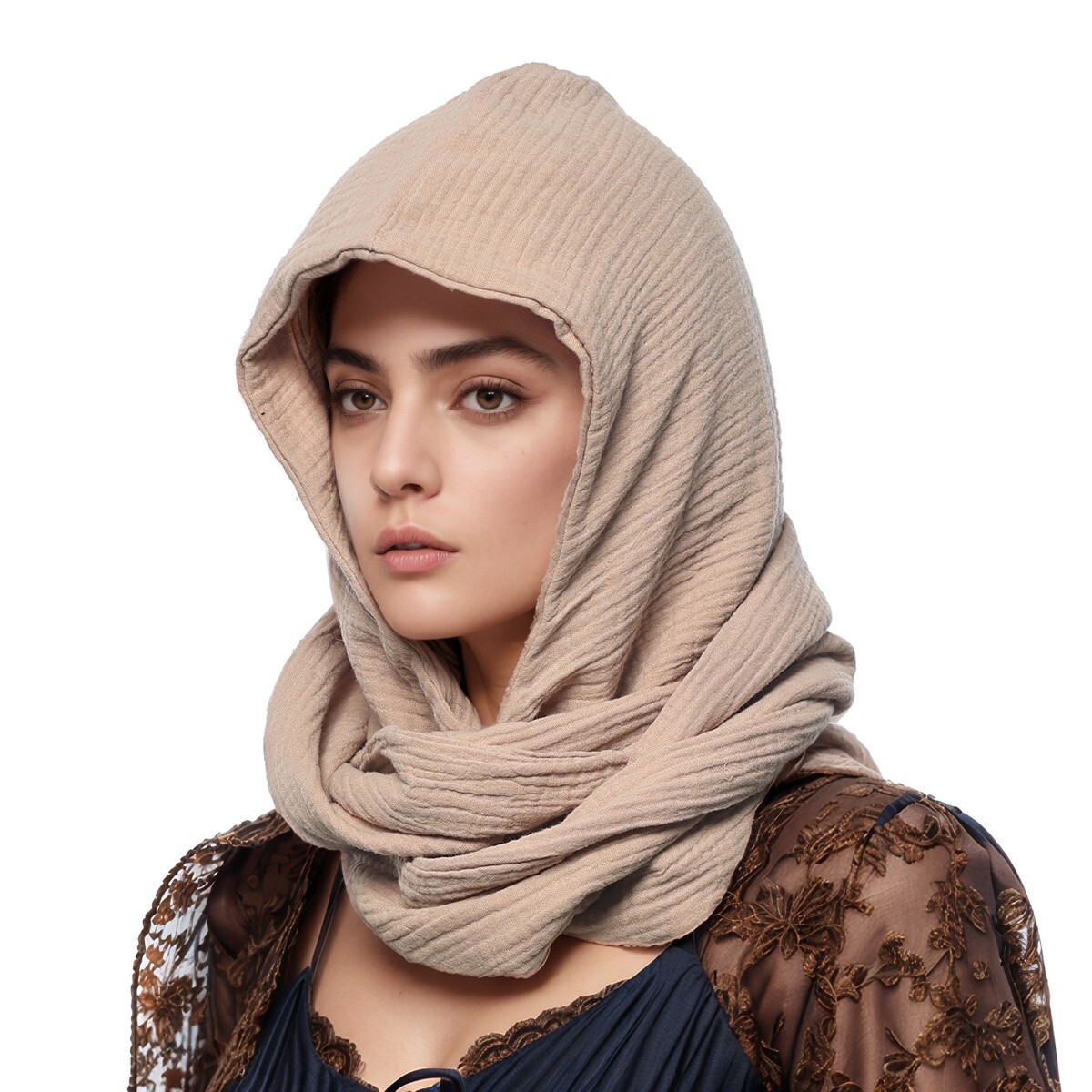 新品未使用 Margarines Original Hooded Scarf Retro Hooded Scarf for Women Gothic Men Shawl with Hood