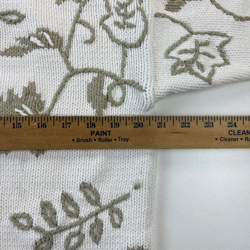Vintage Eddie Bauer Sweater Womens Medium White Knit Embroidered Floral Cotton - Picture 7 of 8