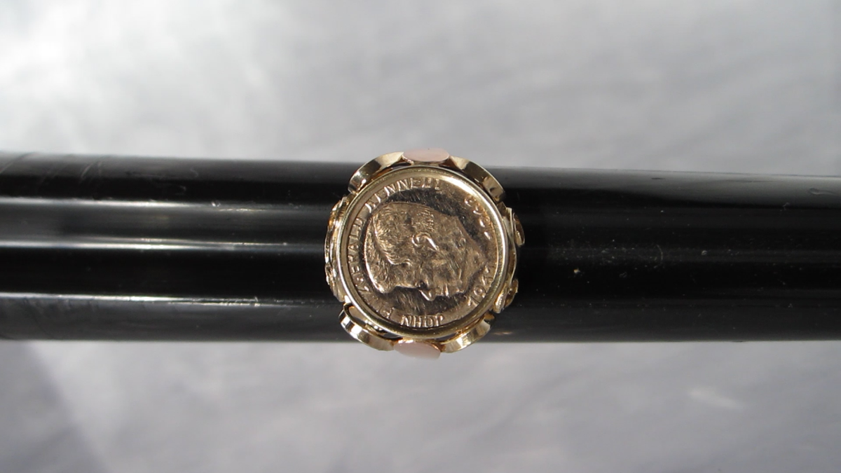 VINTAGE 9K SOLID TWO-TONE GOLD SIGNET RING w 14K SOLID GOLD