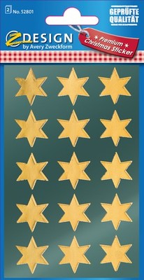AVERY Zweckform ZDesign Weihnachts Sticker ''Sterne'' gold 2 Blatt à 15 Sticker
