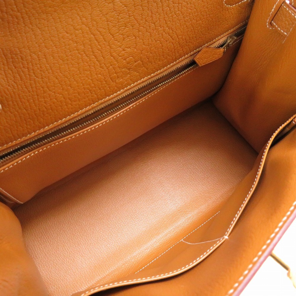 AUTHENTIC HERMES Kelly28 outer sewing Hand Bag Camel Coromandel 0018 image 5