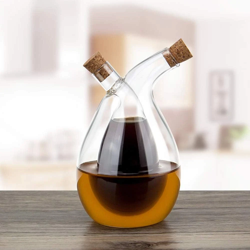 BOLLAER Glass Olive Oil Bottle Cruet, Hand-Blown, Moist Bottom, High Borosilicat