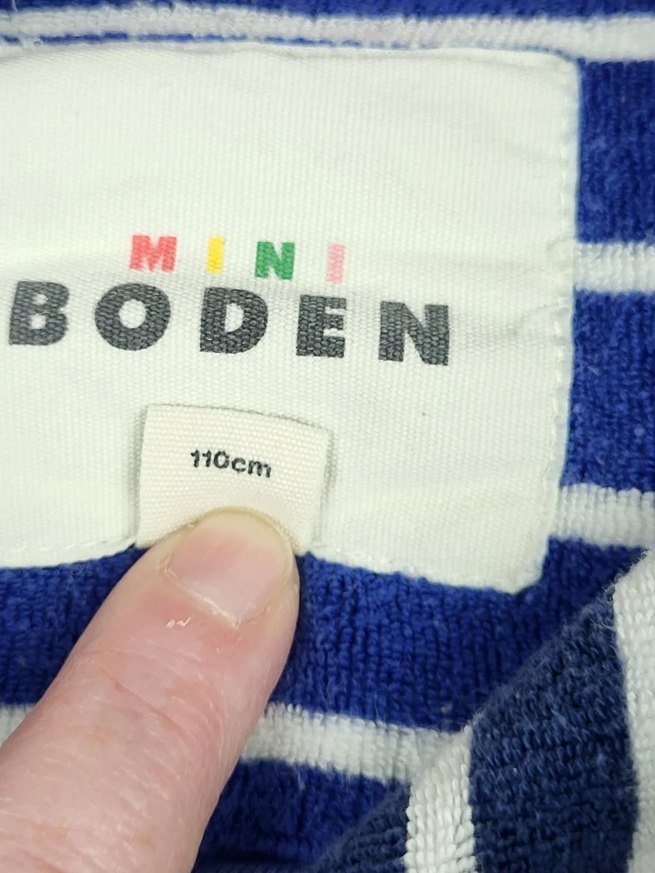 Sudadera con capucha de tela de rizo Mini Boden para niños de 4 a 5 años Bolsa canguro a rayas azules 110 cm Foto 3 de 4