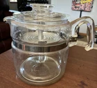 Vintage Pyrex Flameware Glass Percolator 6 Cup Coffee Pot and Basket 7756-C H-33