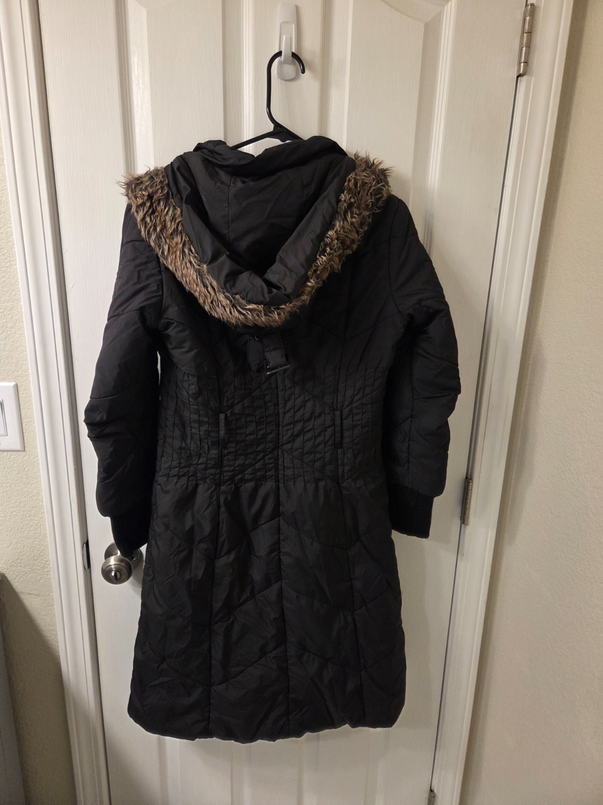 Mango MNG Parka Jacket Women M Black Padded Quilted Long Coat #S208 thumbnail 4