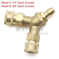Pressure Washer Tee Splitter Coupler Adapter 3/8" Quick Connect Gun Power Washer