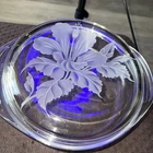 Rare Pyrex Vintage Clear Glass W Lid Etched Orchid Flower