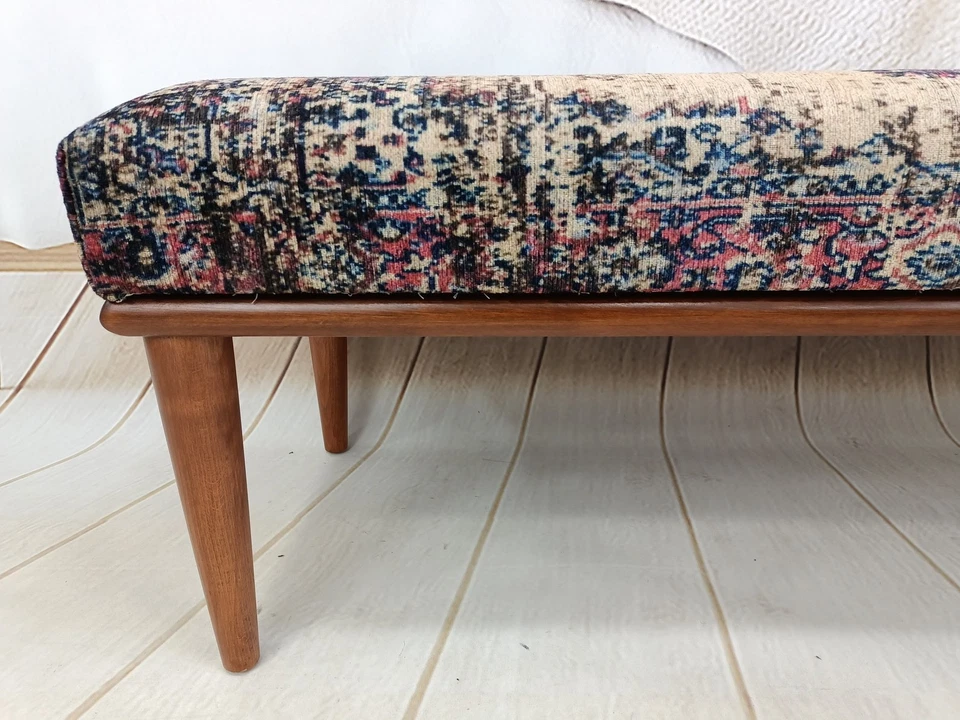 Handmade Upholstered Turkish Bench - Boho Bedroom Seat - Long Ottoman Bench - Image 2 of 4