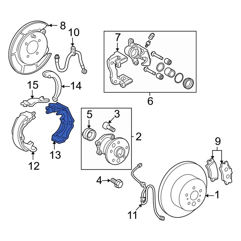 For Lexus ES350 2007-2012 Lexus 4659033020 Rear Left Parking Brake Shoe Foto 2 de 2