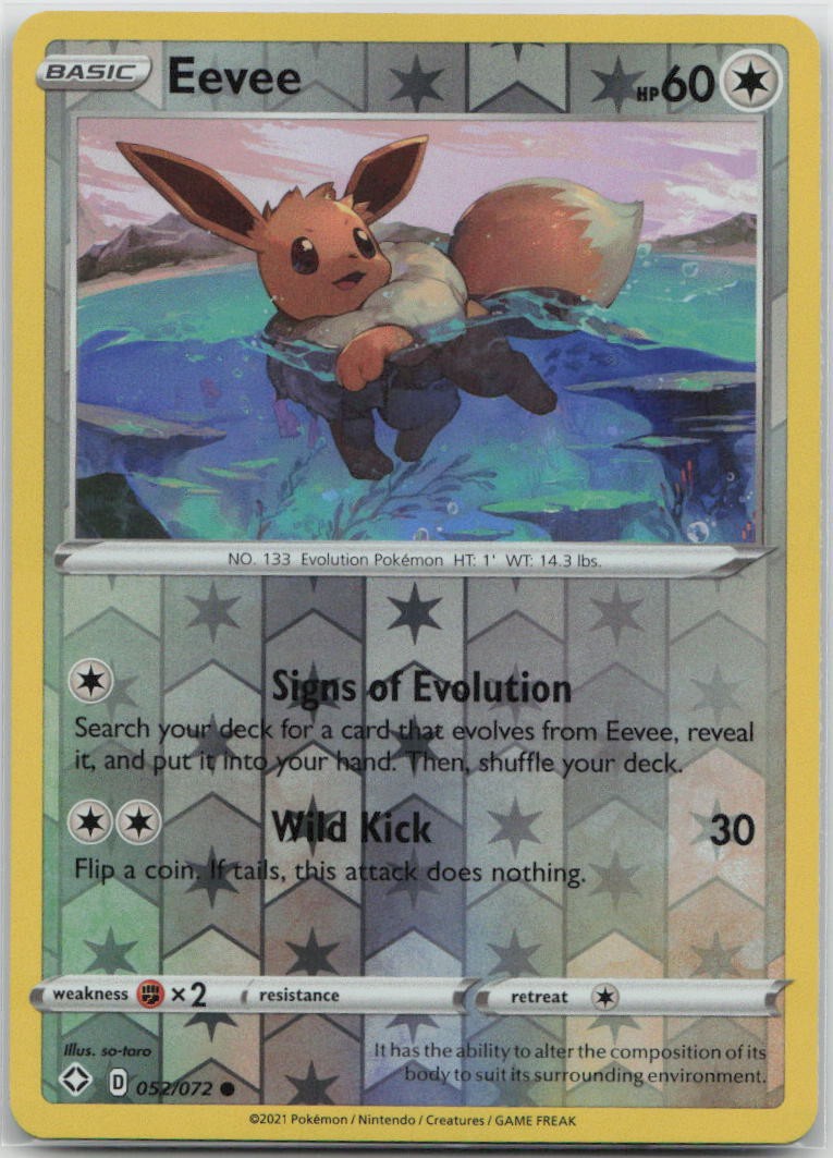 Eevee Reverse Holo Common Shining Fates 052/072 NM