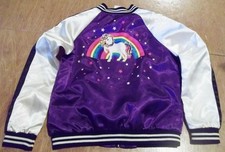 365 Kids by Garanimals Unicorn Bomber Jacket Rainbow Patch Shiny Purple Girls 10
