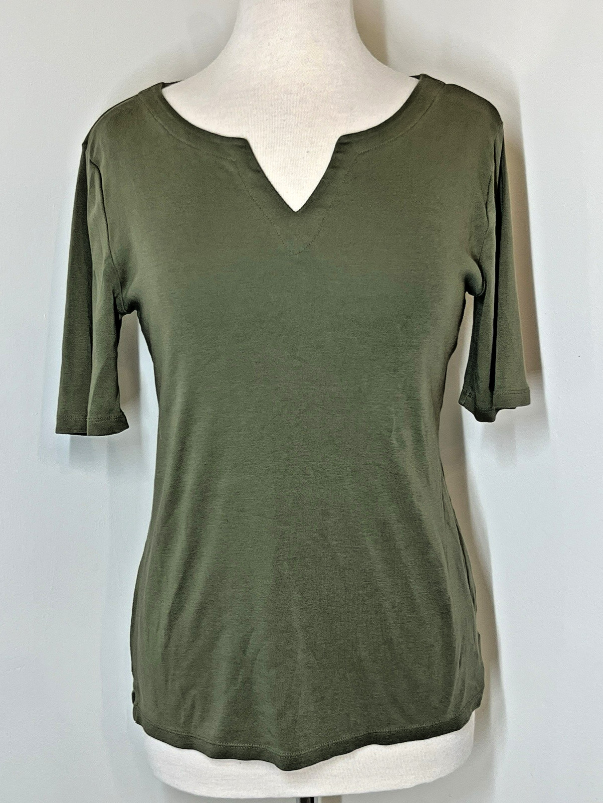 Talbots Shirt Womens Medium Solid Green Pima Cott… - image 1