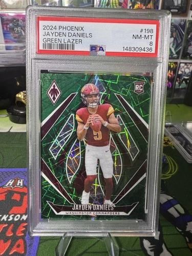 2024 Panini Phoenix - Rookie Jayden Daniels #198 Green Laser  /50 (RC) PSA 8